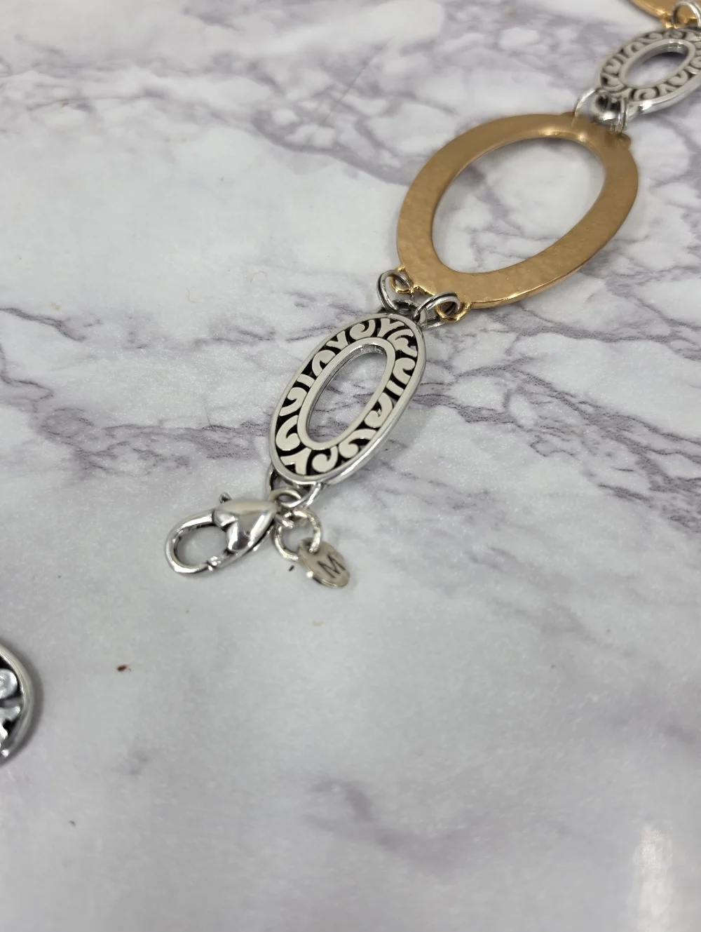 Brighton Vintage Gold and Silver Toned Oval Chain Waist Belt